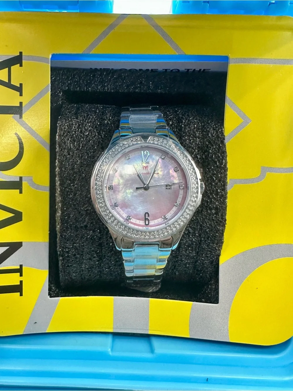 NEW Technomarine Luna Tides Steel Watch Pink Mother of Pearl Dial 33mm TM-826013